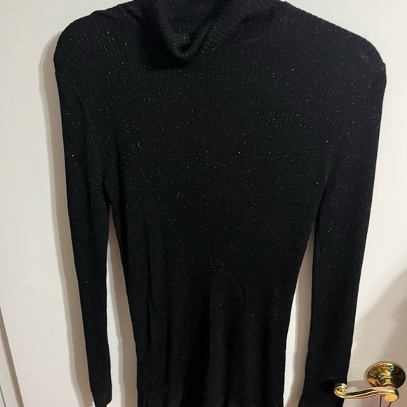 💜 Medium Ruff Hewn Elegant Black Sparkle Women's Turtleneck Sweater - Picture 2 of 11